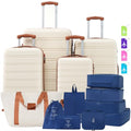 Luggage set 13 Piece 16 20 24 28 IN Hardside Suitcase with Bags (Luggage Set With Bags / White and Brown(13 piece))
