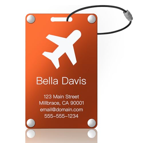 Personalized Luggage Tags (Sleek Bar-orange)