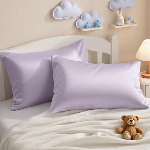 Toddler Pillows with Pillowcases Set (Light Purple (Cotton) / 13x18 Inch (Pack of 2))