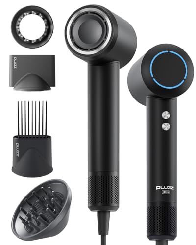 Hair Dryer with Comb & Diffuser Attachment for Curly Hair (Black-comb)