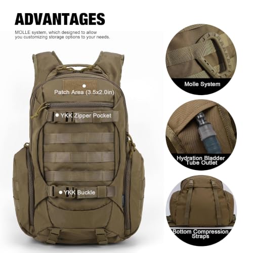 Tactical Molle Backpack for Men (Khaki / 28L)