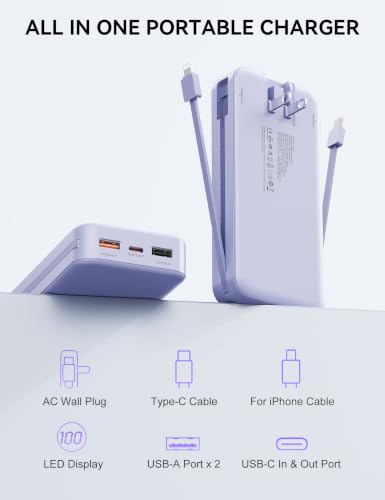 Portable Charger 20000mAh Fast Charging w (Lavender)