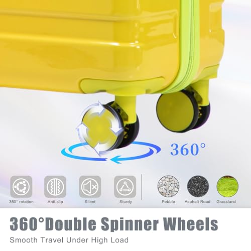3 Piece Luggage Sets (Green+Yellow)