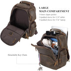 Men's Full Grain Leather 16" Laptop Backpack for Business Travel