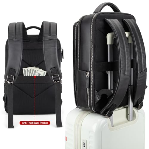 Leather Laptop Backpack (Black)