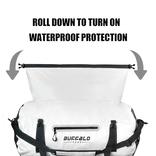 Waterproof Duffle Bag 80L Travel Duffel Dry Bag for Kayaking (White / 80L)