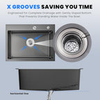 25 Inch Drop In Kitchen Sink (L 25"×W 18"×H 9" / Black)