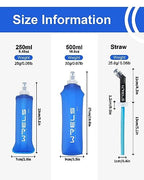 TPU Running Water Bottle with Straw for Hydration Vest Pack BPA (250ml Dark blue+straw)