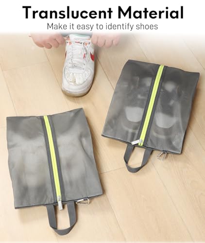 2 Pack Shoe Bags for Travel (Grey / Medium)