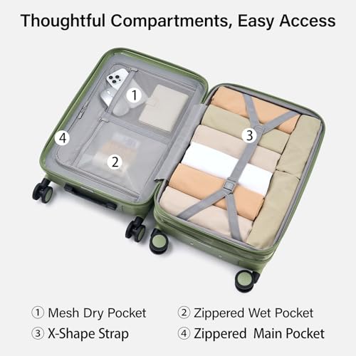 26 Inch Luggage with Spinner Wheels (Bamboo Green / 26 Inch EXT)