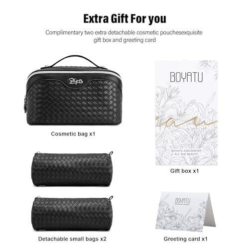 Travel Makeup Bag Cosmetic Bags for Women (L04 Black)
