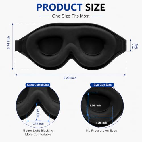 Sleep Mask with Deep Contoured Eye Cups (A1 Black)