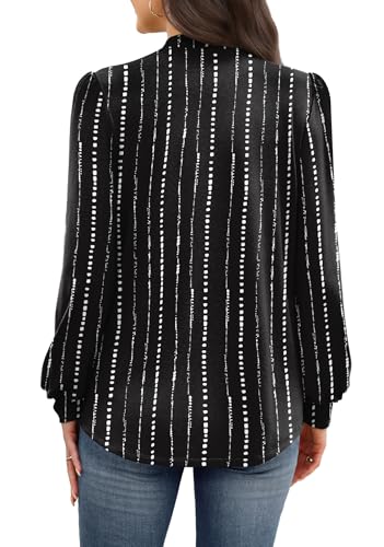 Business Casual Outfits for Women Tops for Teachers Trendy Fall Outfits Long Sleeve Shirts for Women Work Office Blouses Fall Clothes Fashion Clothing 2026 Black Striped M (02 - Black Striped / Medium)