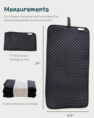 Diaper Changing Pad Portable with Magnetic Latches (Black Twill / Regular)