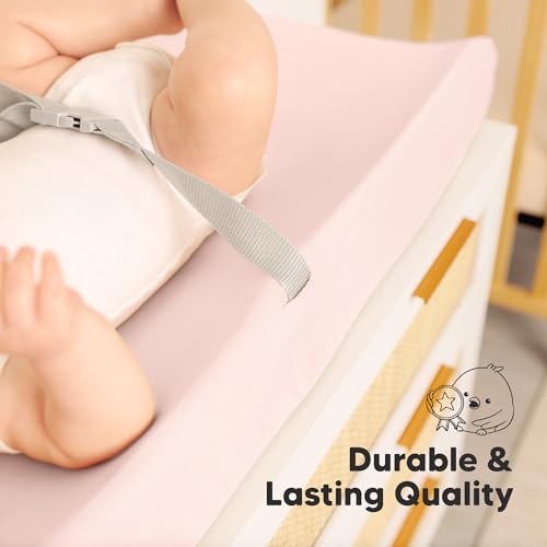 2 Pack Organic Changing Pad Covers for Girl (Mist Rose / 100% Cotton)