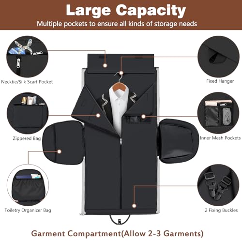 Garment Bag for Travel Convertible Carry on Travel Duffel Bag for Men Women (A04-Grey)