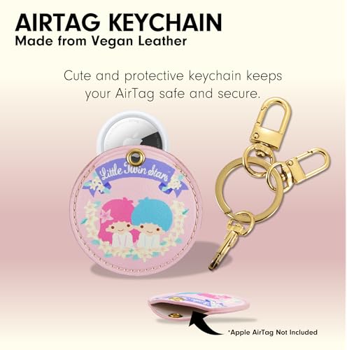 x Sanrio Keychain Case Compatible with Apple AirTag (Floral Twin Stars)