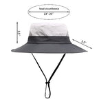 Womens Summer Sun Hat Beach Hat Wide Brim Outdoor UV Protection Hat Foldable Cool Mesh Ponytail Bucket Hat (6-7 / Light Grey-grey)