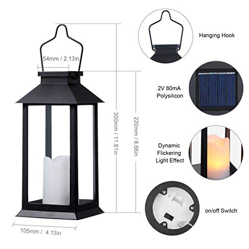 2 Pack Solar Lanterns (Black Modern)