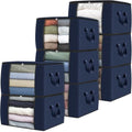 8 Pack Storage Bags for Clothes Blanket Storage Bins with Lids (8 Pack-60l / Blue)
