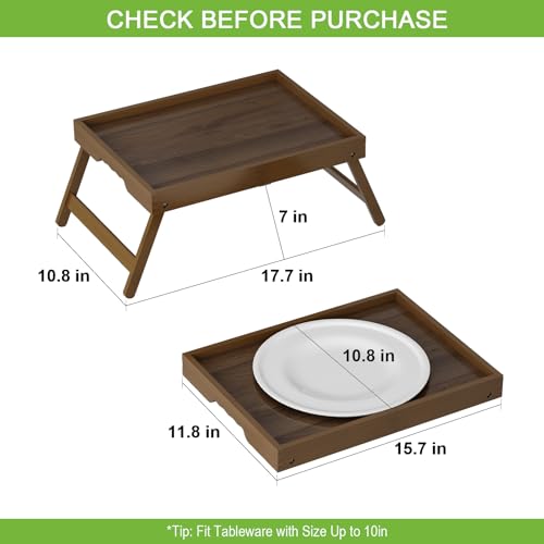 FSC 100% Bamboo Bed Tray with Folding Legs (Walnut / 15.7" x 12.2" x 1.6")