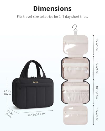Hanging Travel Toiletry Bag for Women (Z-Black / Medium)