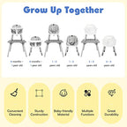 6-in-1 High Chair, Convertible Highchair for Babies and Toddlers/Kids Chair Table Set/Infant Feeding Chair w/Safety Harness, PU Leather Cushion & Removable Food Tray (Gray) (Gray)
