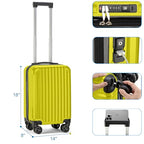 Personal Item Suitcase 18x14x8 Inches Hardside Built In TSA Lock & USB Port Lightweight Luggage With Removable Silent Wheels Underseat Carry (Yellow)