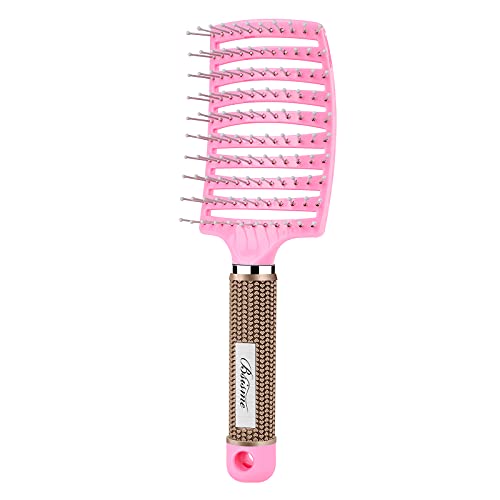 Hair Brush Curved Vented Brush for Faster Blow Drying (pink)
