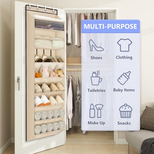 1 Pack Over The Door Shoe Organizer (BEIGE / 25+ Pairs)