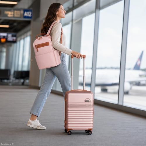 Carry On Luggage 22x14x9 Airline Approved Suitcase with Wheels (Champagne Gold / 3 Piece Sets (20/BP/TB))