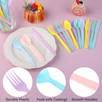 90 Pieces Pastel Plastic Cutlery Set (Macaron Color)