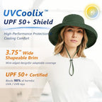 UVCoolix Women's UPF 50+ Wide Brim Cooling Sun Hat (Medium-Large / Khaki)
