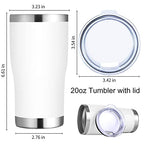 20oz Tumbler with Lid Stainless Steel Tumblers Bulk (White / 8 count)