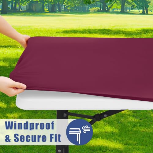 2 Pack Rectangle Spandex Fitted Table Cloth (Jujube Red / 60" x 30" (Rectangular))