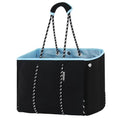 Neoprene Multipurpose Beach Bag Tote with Inner Zipper Pocket (Pure Black / Large)