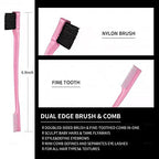 3 Pieces Hair Styling Comb Set Teasing Brush Rat Tail Comb Edge Brush for Edge&Back Brushing, Combing, Slicking Hair for Women (Pink)