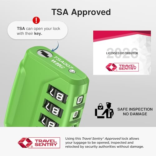 2 TSA Approved Luggage Locks 4 Digit Code Cable Lock Basic Green (Basic Green)