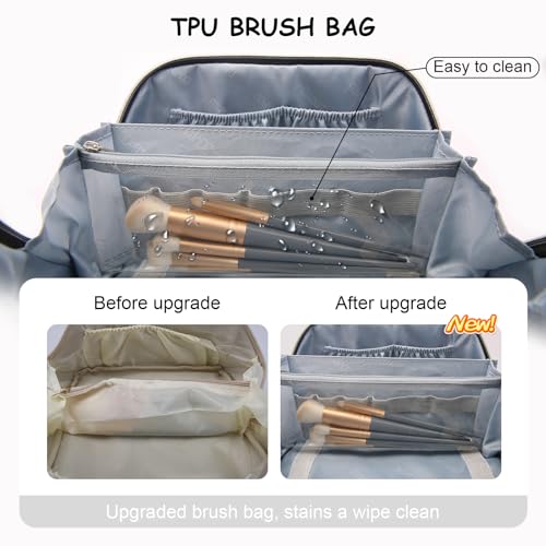 Travel Makeup Bag Cosmetic Bags for Women (L09 Beige)