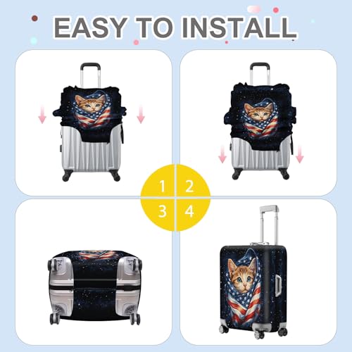 Cute Patriotic Cat Luggage Cover (#19 / XL(fits 32-34Inch suitcase))