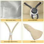 Sun Hats for Women Wide Brim Ponytail UV Protection Beach Hat Packable Waterproof Bucket Hat for Travel Hiking Gardening (Khaki)