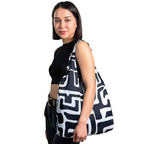 Standard 19L Tote Foldable Packable Reusable Grocery Shopping Bag (Ink Maze)
