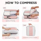 10 Pack Compression Packing Cubes for Travel Essentials (Pink)