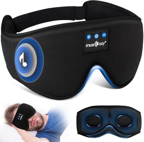 3D Sleep Headphones Bluetooth 5.4 Sleep Mask with HD Speakers (Dark Black)