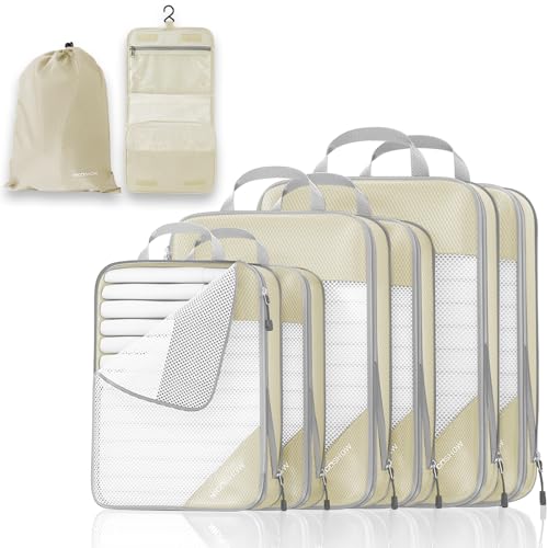 Compression Packing Cubes 8 Set (Beige / 8 pcs)