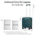 Underseat Carry On Luggage with Wheels (Blackish Green / 16 Inch)