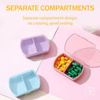 4PCS Small Pill Case Travel Pill Box Cute Pill Organizer for Purse Portable Daily Medicine Organizer 2 Compartment Pill Holder for Vitamins (Purple 4pcs)