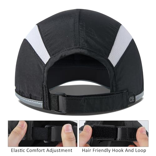 Reflective Foldable Running Hat for Men Women (7-7 5/8 / Black)