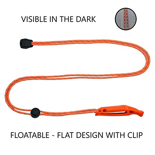 Emergency Whistles with Lanyard Safety Whistle Survival Shrill Loud Blast for Kayak Life Vest Jacket Boating Fishing Boat Camping Hiking Hunting Rescue Signaling Kids Lifeguard Plastic 2 Pack (Orange)