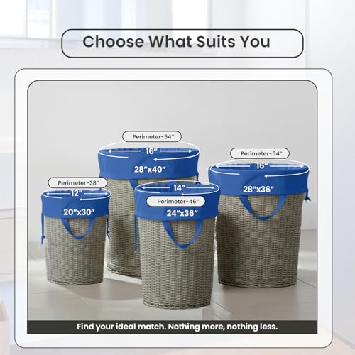 LFH Home Cotton Rich Canvas Large Laundry Bag with Handle (24”x36” / Sky Blue)